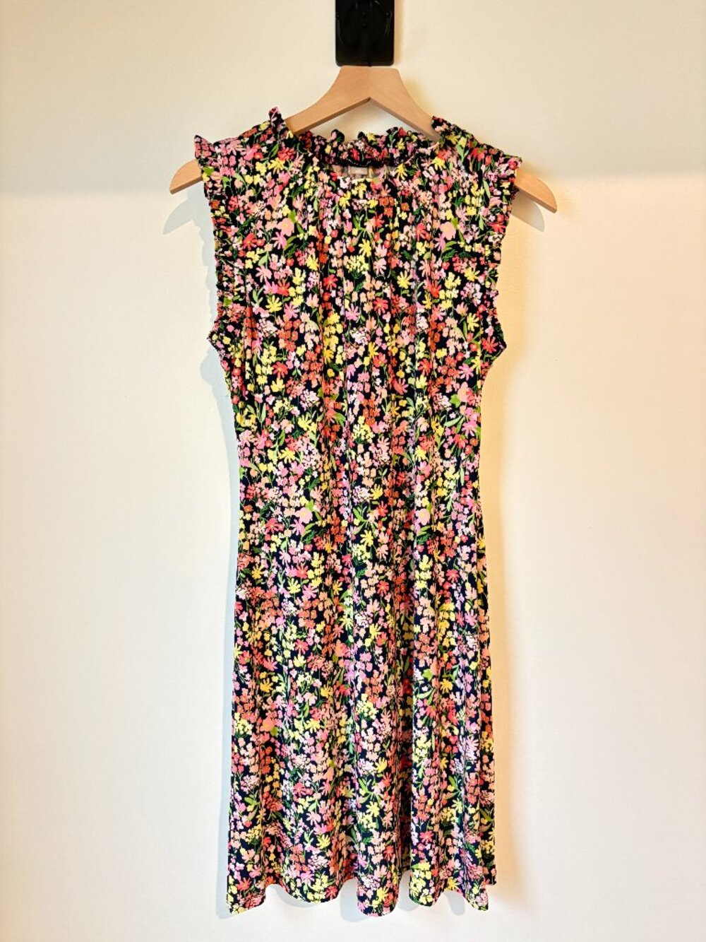 Tommy Hilfiger Floral Ruffle Neck Dress Women's Size 10 Sleeveless